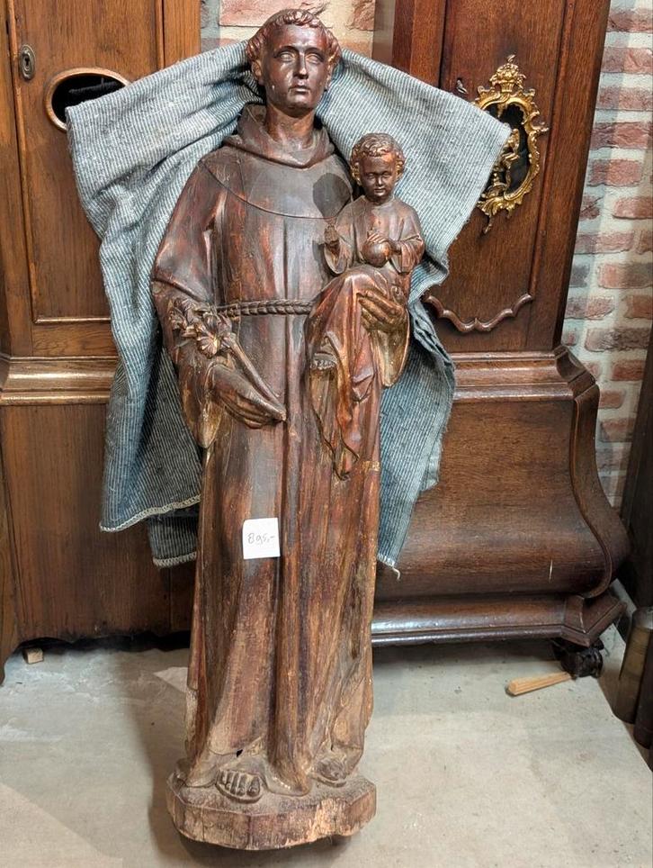 Antiek houten beeld. €895.  120 cm hoog, Antiek en Kunst, Antiek | Religie, Ophalen