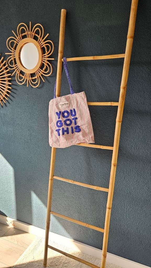 Decoratieve bamboe ladder - Handdoekenrek, Ophalen, Beige, Boho, Zo goed als nieuw