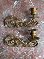2 vintage messing wandkandelaars, kandelaar, Ophalen of Verzenden, Koper of Brons