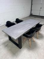 Moderne betonnen eettafel met zwart onderstel, Huis en Inrichting, Tafels | Eettafels, Gebruikt, Vier personen, Rechthoekig, 50 tot 100 cm