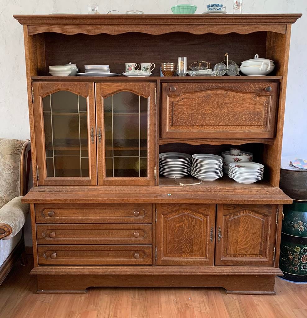 Eiken klep kast, Ophalen, Zo goed als nieuw, 25 tot 50 cm