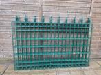 Groen hekwerk met palen en toebehoren - 12.9 meter, Ophalen, Gebruikt, IJzer, Spijlenhekwerk