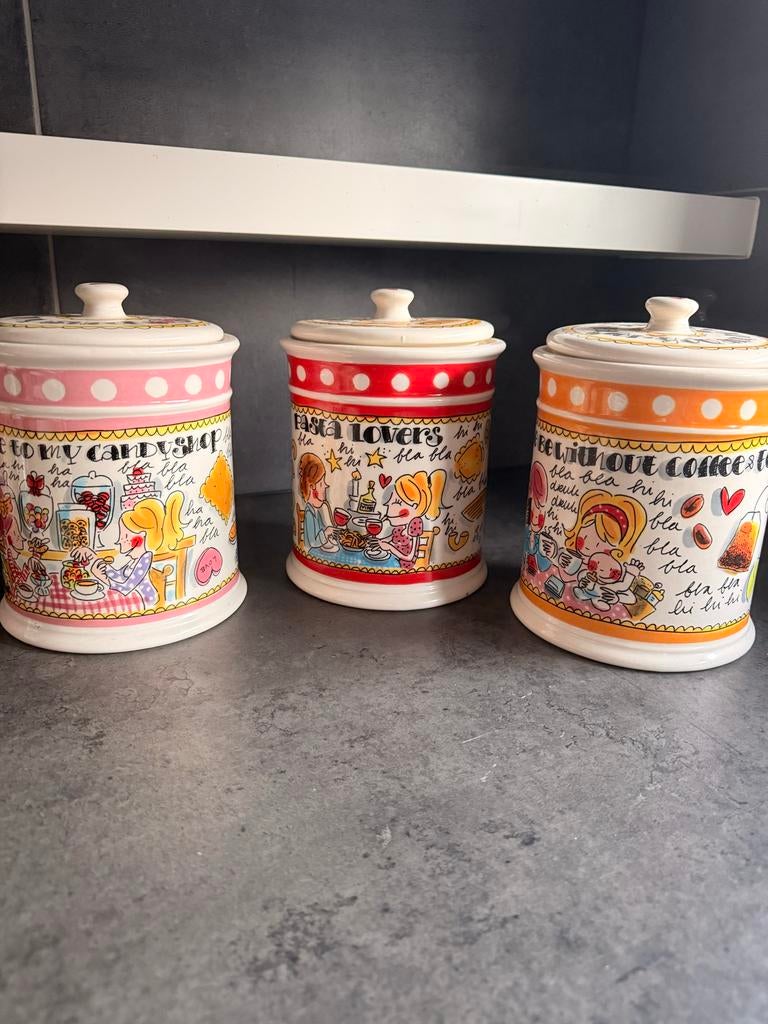 Blond Amsterdam Servies Set: Theepot, Voorraadpotten, Kopjes, Ophalen, Blond Amsterdam, Zo goed als nieuw, Aardewerk