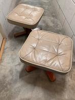 Hockers leer bekleed, Minder dan 50 cm, Gebruikt, Vierkant, Leer