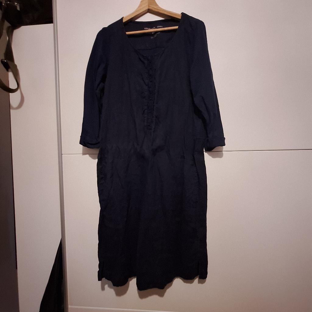 Sandwich linnen jurk maat 44, Kleding | Dames, Jurken, Blauw, Maat 42/44 (L), Ophalen of Verzenden, Knielengte