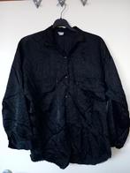 Satijnen zwarte kreukel blouse maat XL, 44-46, recht vallend, Ophalen of Verzenden, Gedragen, Poppy, Blouse of Tuniek