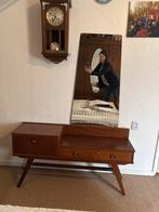 Vintage Houten Kaptafel met Spiegel., Ophalen, Gebruikt, 100 tot 150 cm, Met lade(s)