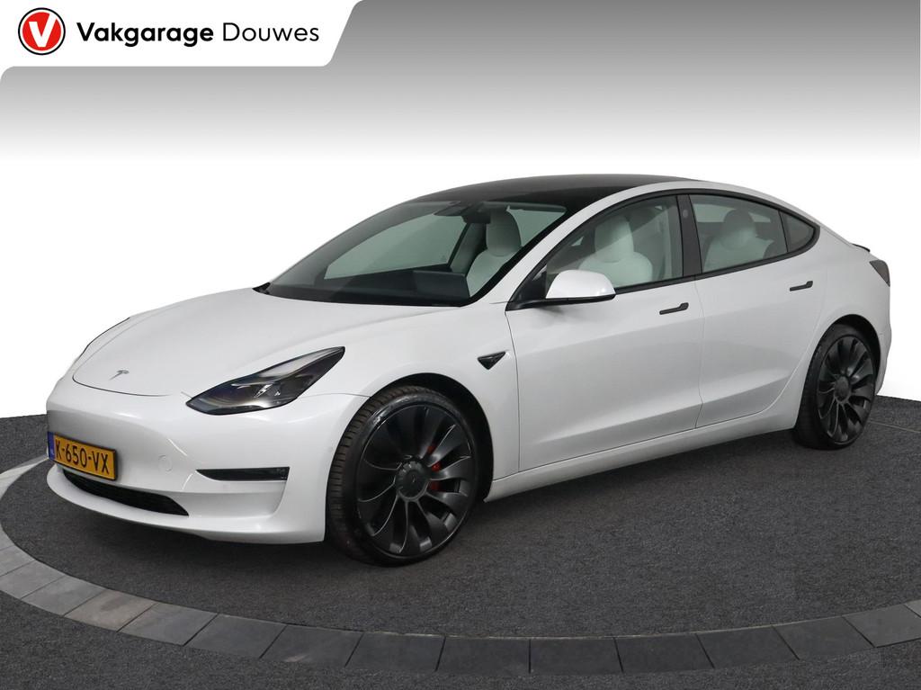 Tesla Model 3 Performance AWD 75 kWh | NAP | SOH 86,3% | Wit, Auto's, Tesla, Stof, Gebruikt, 547 km, 462 pk