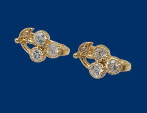 Prachtige 18 karaat Gouden Oorbellen met Edelsteentjes, Sieraden, Tassen en Uiterlijk, Oorbellen, Nieuw, Knopjes of Stekers, Goud