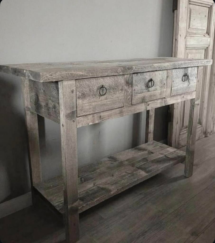 ~Stoer Sober Landelijk Houten Sidetable/Wandtafel~, Ophalen of Verzenden, Zo goed als nieuw
