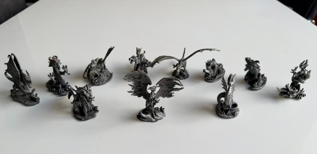 Metalen draken - phoenix miniatuur beeldjes, Ophalen of Verzenden, Zo goed als nieuw, Overige typen