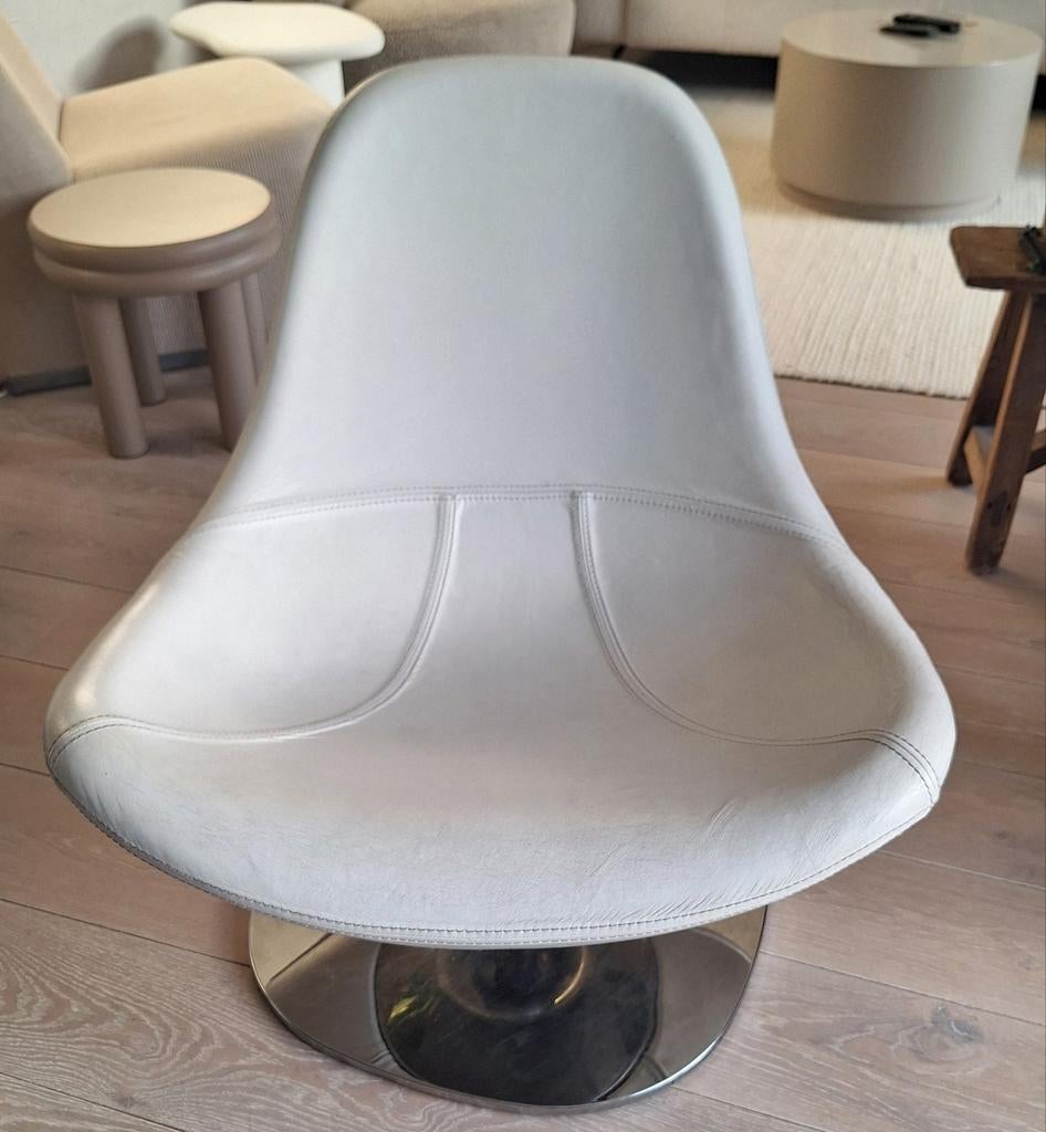 Tirup vintage design leren fauteuil draaistoel draaifauteuil, Huis en Inrichting, Fauteuils, Gebruikt, Design, Ophalen of Verzenden
