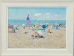 Een zomerse dag aan het strand in Katwijk aan zee, Antiek en Kunst, Kunst | Schilderijen | Klassiek, Ophalen of Verzenden