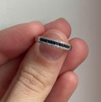 18 Karaat witgouden ring saffier diamant 0,06ct, Wit, Ophalen of Verzenden, Dame, Goud