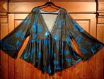 zwart tuniekje blauwe bloemen 50/52, Kleding | Dames, Grote Maten, Ophalen of Verzenden, Nieuw, Zwart, Blouse of Tuniek