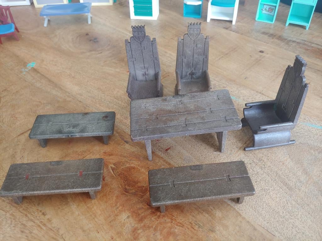 Vintage Playmobil Kasteel Meubels - Tafel en Stoelen, Kinderen en Baby's, Ophalen, Gebruikt