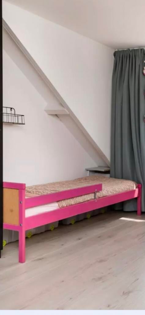 Ikea Peuterbed 70x160cm - Roze Geverfd, Ophalen, Gebruikt, 70 tot 85 cm, Lattenbodem