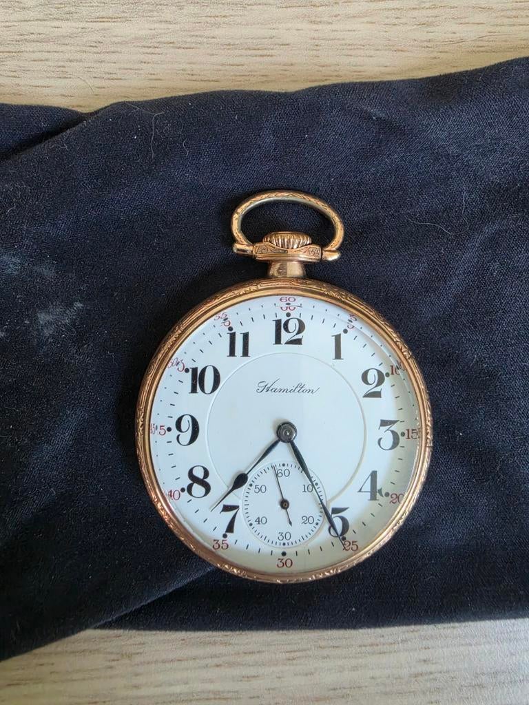 Hamilton 992 American Railroad Zakhorloge, Goudgevuld, Ophalen of Verzenden