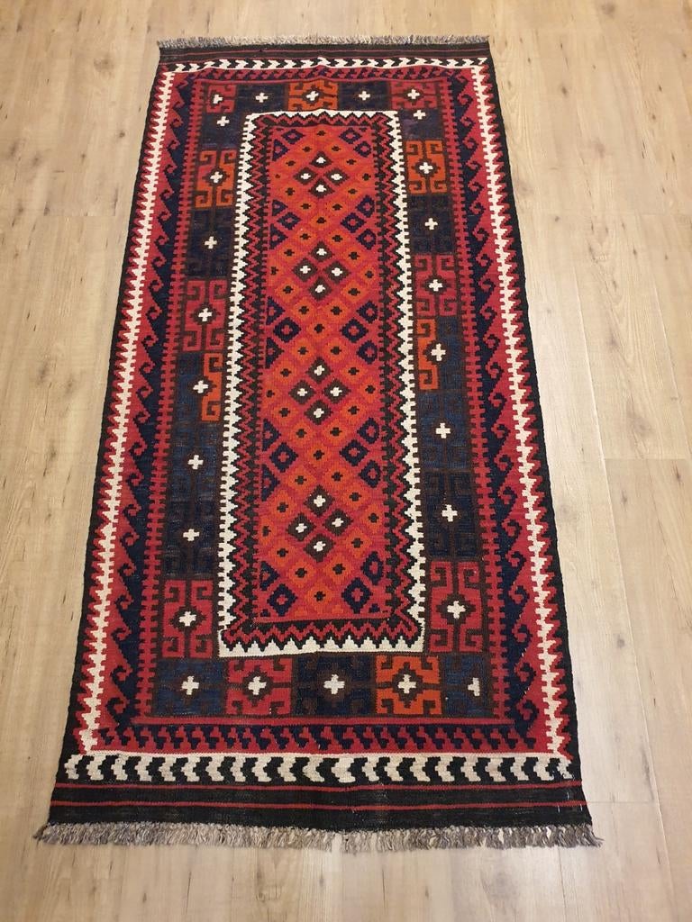 Handgeweven oosterse wollen kelim 206x99, Huis en Inrichting, Info@SlatsAntiek.nl, Crème, Vof Slats Antiek, Kelim