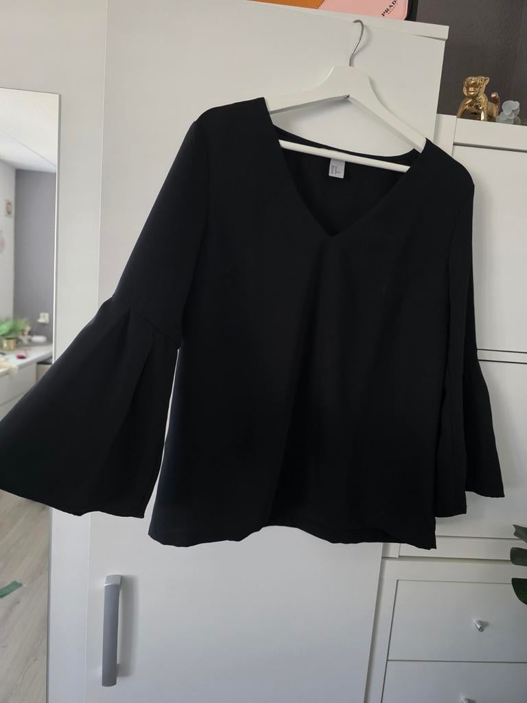 H&M top zwart met driekwartmouwen maat XL, H&M, Zwart, Maat 46/48 (XL) of groter, Ophalen of Verzenden