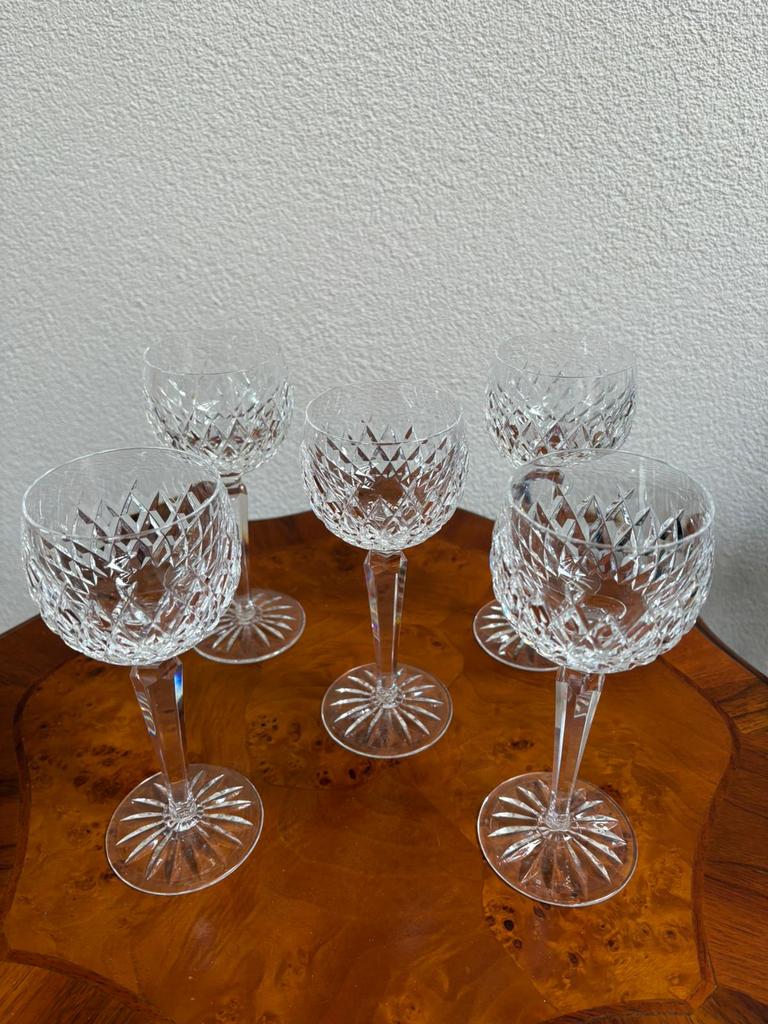 Vintage Waterford kristallen Lismore Hock wijnglazen 5 stuks, Antiek en Kunst, Ophalen