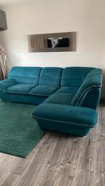 Hoek bankstel in Petrolblauw  turquoise Stof, 250 tot 300 cm, Gebruikt, 100 tot 125 cm, Hoekbank