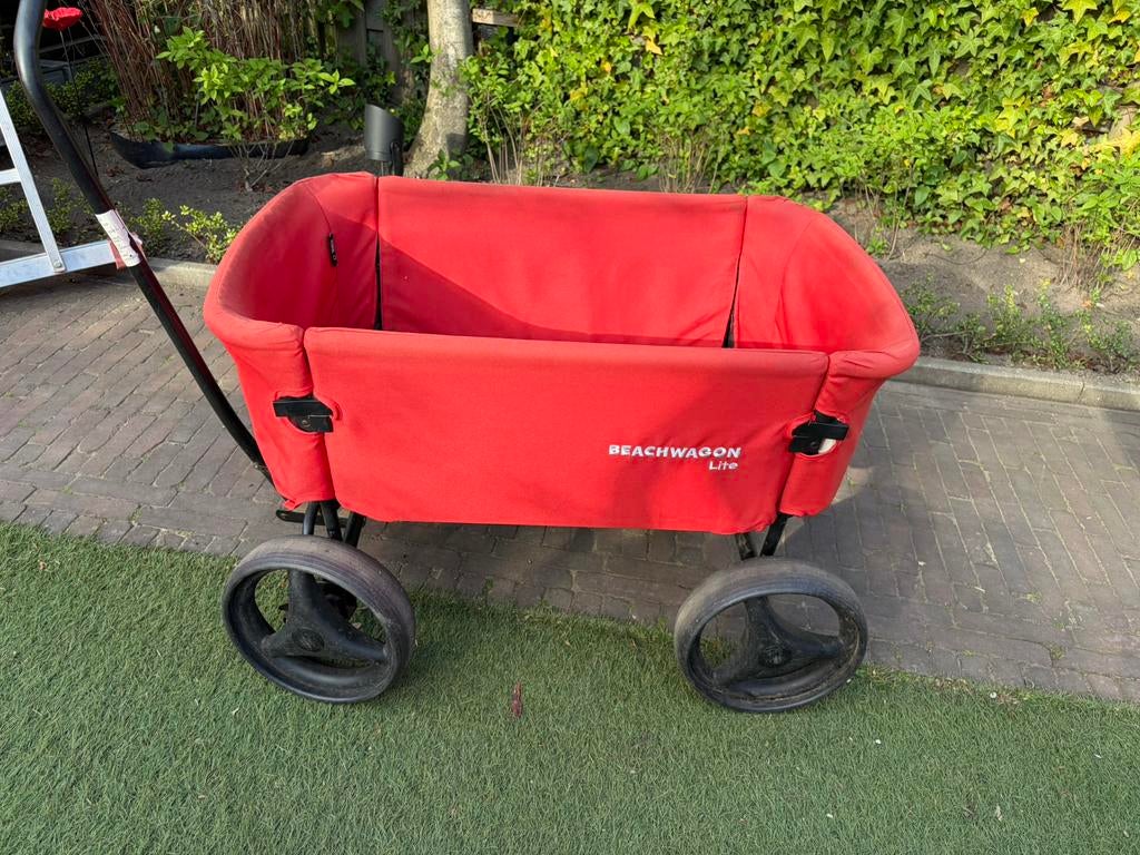 Beach wagen lite - kleur rood, Ophalen, Opvouwbaar, Zo goed als nieuw