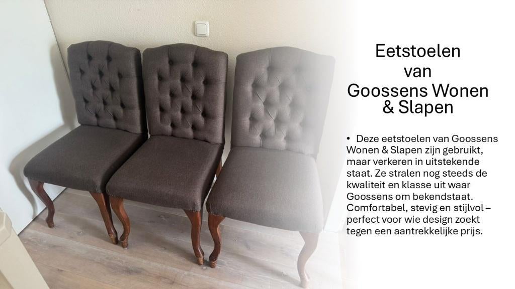 6 stuks Eetstoelen  van  Goossens Wonen & Slapen, Gebruikt, Bruin, Ophalen of Verzenden, Comfortabel, stevig en stijlvol – perfect voor wie design zoekt