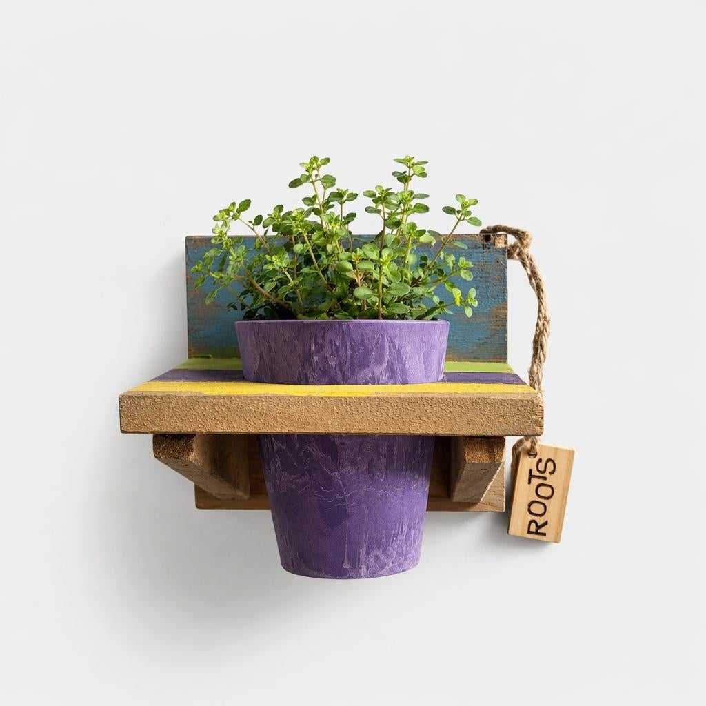 Partij houten Roots wandrek met Artstone pot 125650, NHP International, Minder dan 30 cm, Ophalen of Verzenden, Balkon