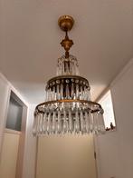 Antieke kroonluchter met glazen pegels, Huis en Inrichting, Lampen | Kroonluchters, Ophalen, Gebruikt, Glas