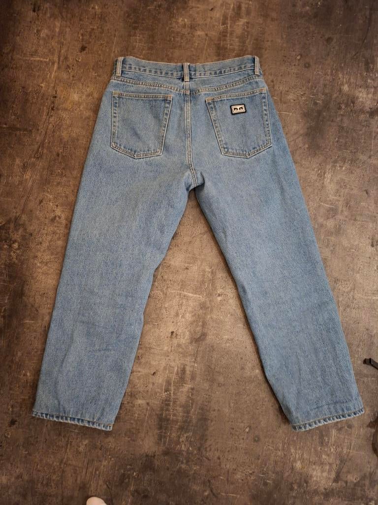 Obey HARDWORK Wijde Jeans - Zo goed als nieuw, Kleding | Heren, Obey, Blauw, Overige jeansmaten, Ophalen of Verzenden