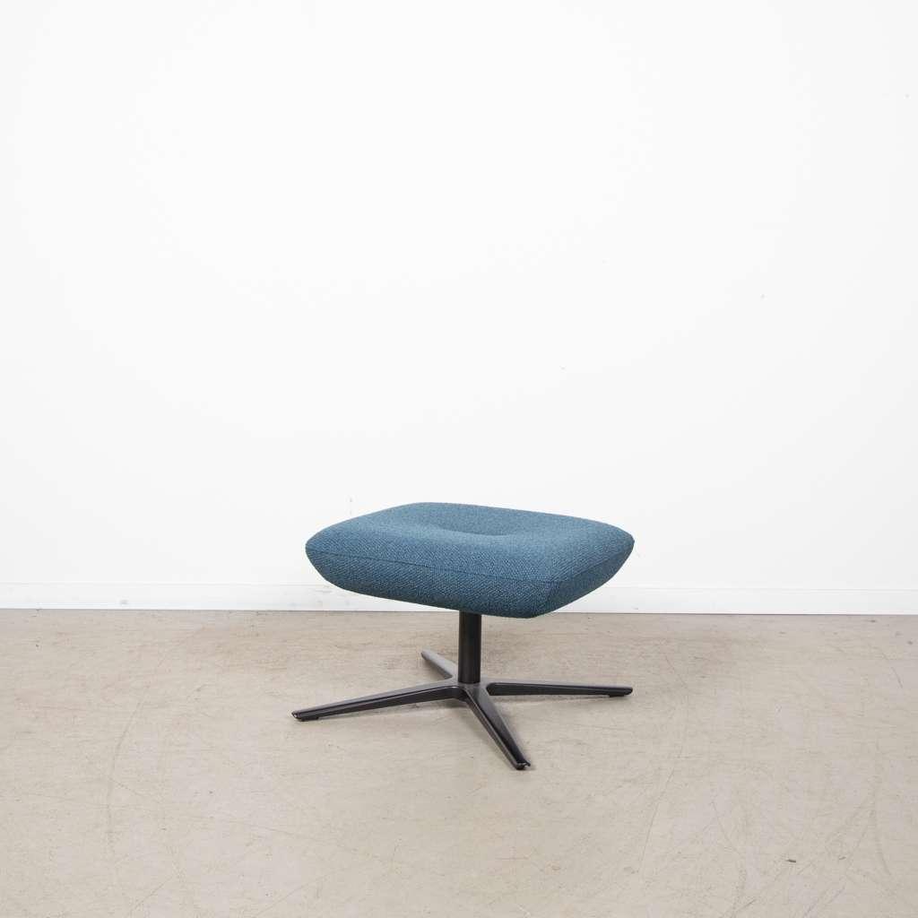 1x Leolux Caruzzo Fine Voetenbank Blauw Stof, Huis en Inrichting, Niet ingevuld, Ophalen of Verzenden, Zo goed als nieuw, Stof