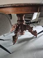 "Antieke eiken ronde uitschuiftafel ca. 1900 – handgesneden, Ophalen