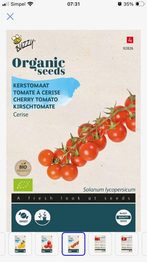 Bio Kerstomaten plant - Cerise, Ophalen, Volle zon