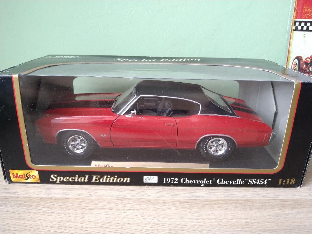 1972 Chevrolet Chevelle SS 454 Red 1:18 In Box, Ophalen of Verzenden, Zo goed als nieuw, Auto, Maisto