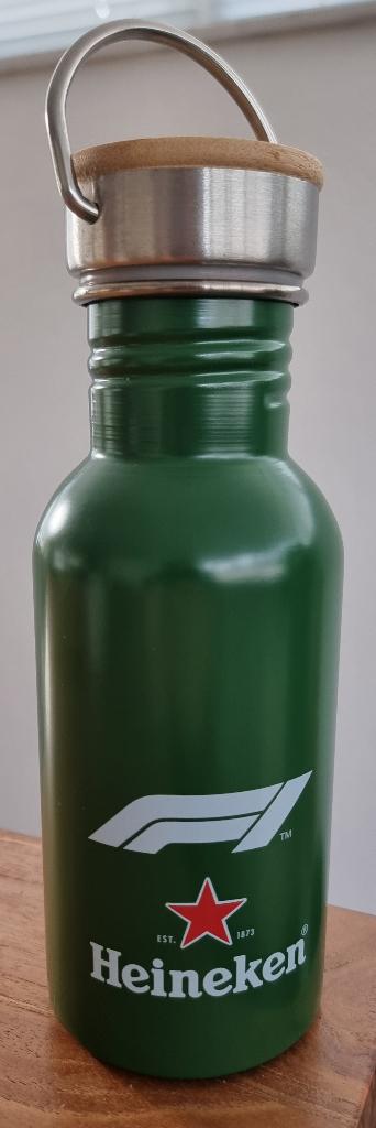 Heineken F1 metalen fles met bamboedop - NIEUW, Ophalen of Verzenden, Nieuw, Overige typen, Heineken