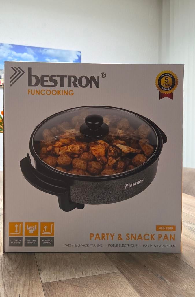 Bestron Party & Snackpan AHP1200 - Multifunctionele Pan, Huis en Inrichting, Ophalen of Verzenden, Nieuw, Overige materialen, Kookpan of Snelkookpan
