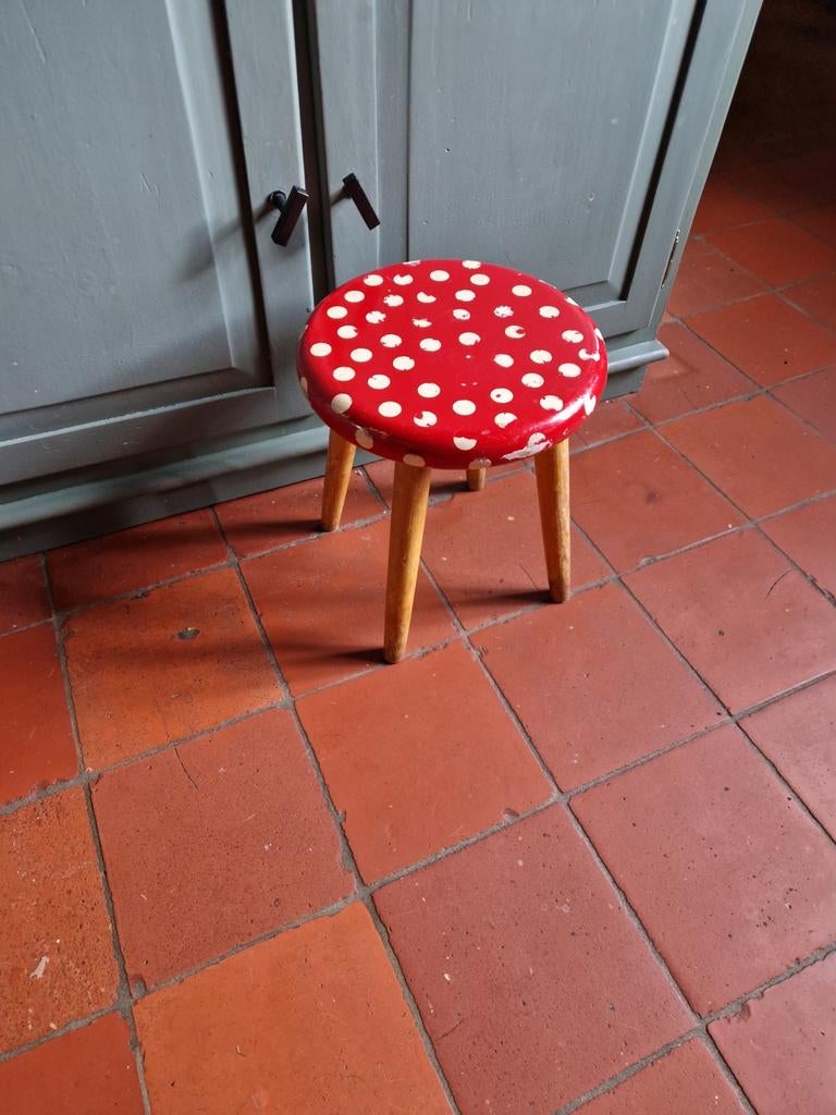KRUKJE 🍄🍄 ROOD MET WITTE STIPPEN POLKADOT PADDENSTOEL, Ophalen of Verzenden, Hout