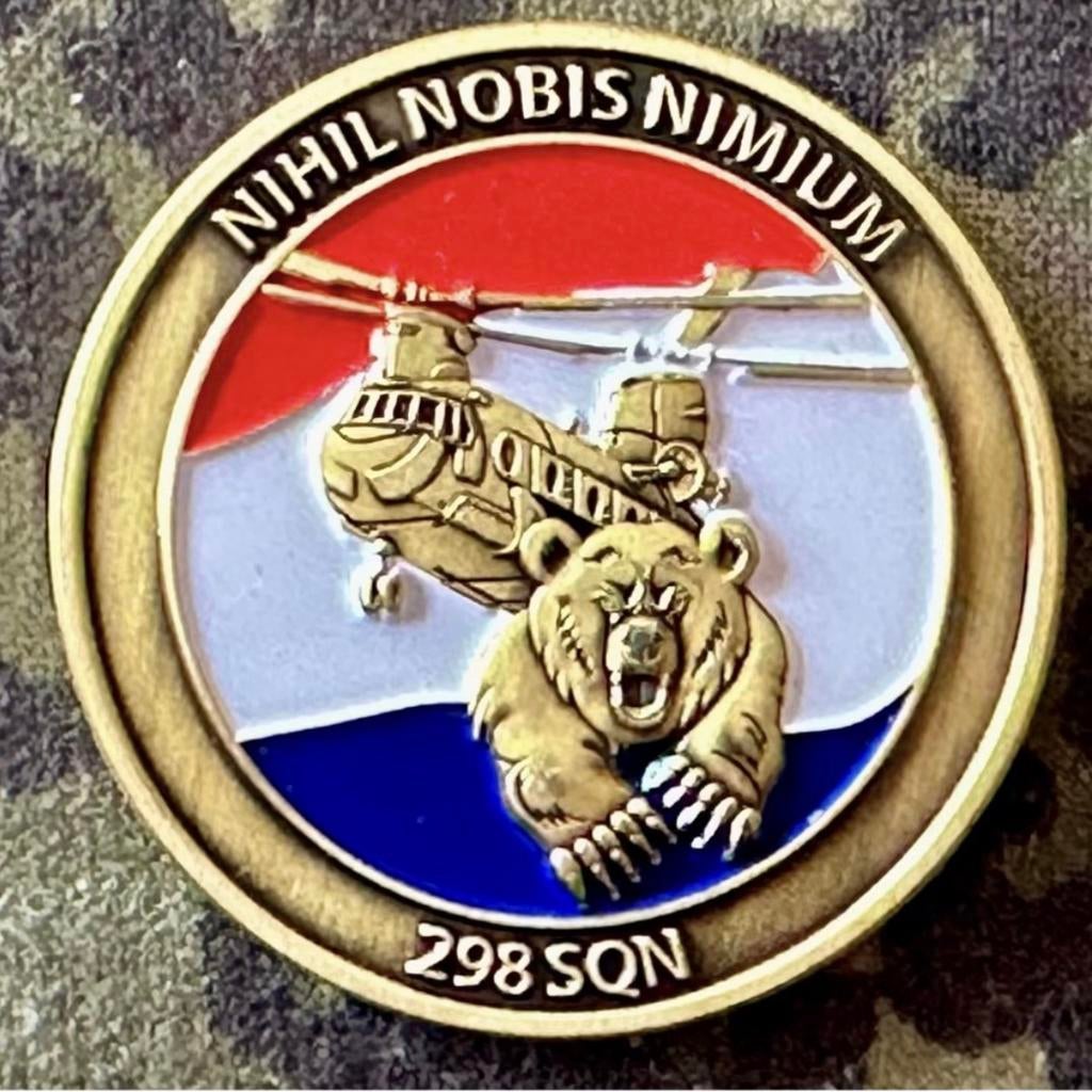 Challenge coin RNLAF 298 SQN, Ophalen of Verzenden, Luchtmacht, Nederland, Embleem of Badge