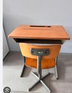 Retro schoolbankje met stoel jaren 80, Ophalen of Verzenden, Gebruikt
