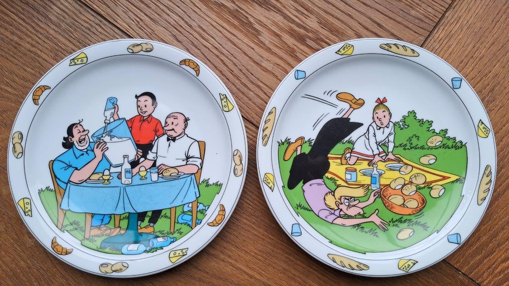 Suske en Wiske bord - Eschenbach Porzellan (2 stuks), Verzamelen, Stripfiguren, Ophalen, Suske en Wiske, Gebruikt, Gebruiksvoorwerp