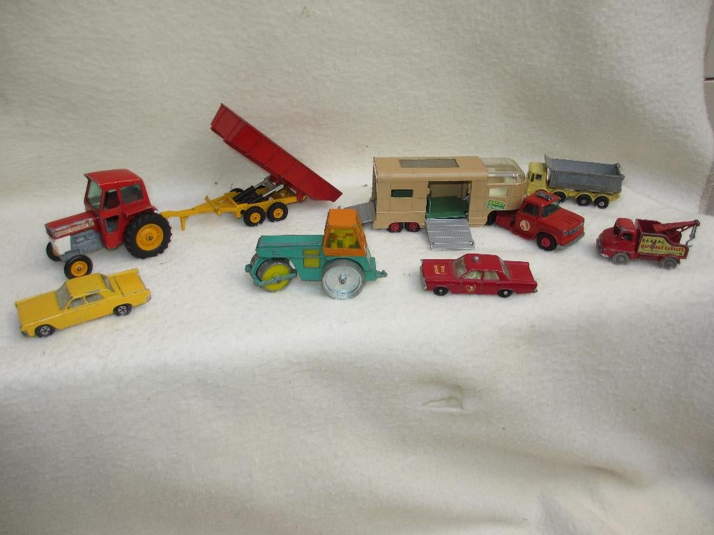 Mooie set Machbox lesney modelautos uit jaren 60-70 en siku, Hobby en Vrije tijd, Modelauto's | Overige schalen, Gebruikt, Auto