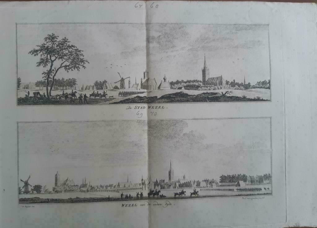 67-70/ Stad Wezel - Wesel aan de Rijn  Kopergravure 1792, Antiek en Kunst, Ophalen of Verzenden