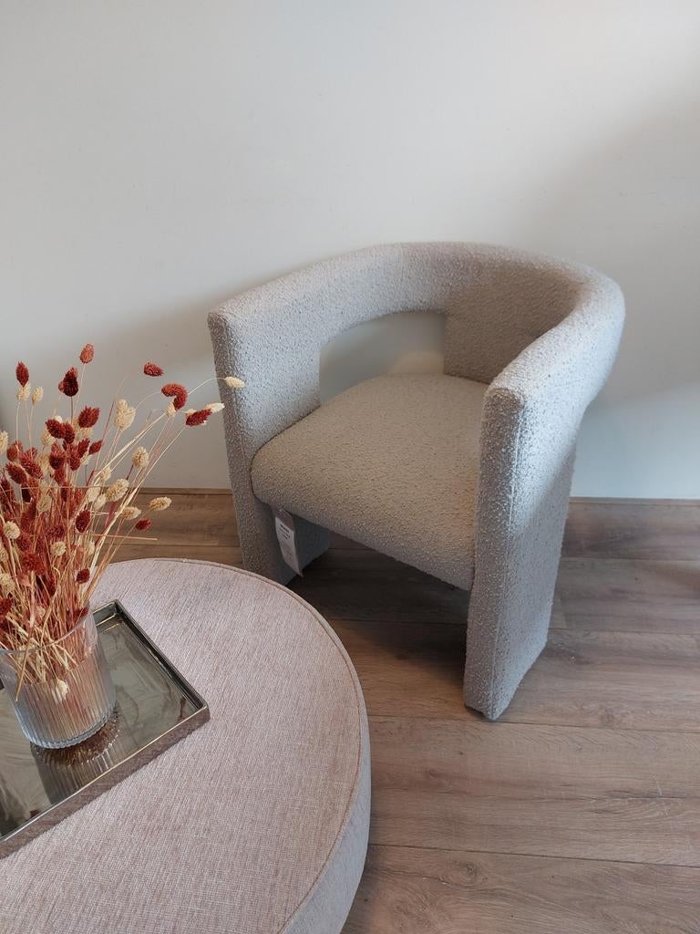 Woood Tiwa Fauteuil Beige - Showroommodel Nieuw, Modern, Scandinavisch, Nieuw, 75 tot 100 cm, Ophalen of Verzenden