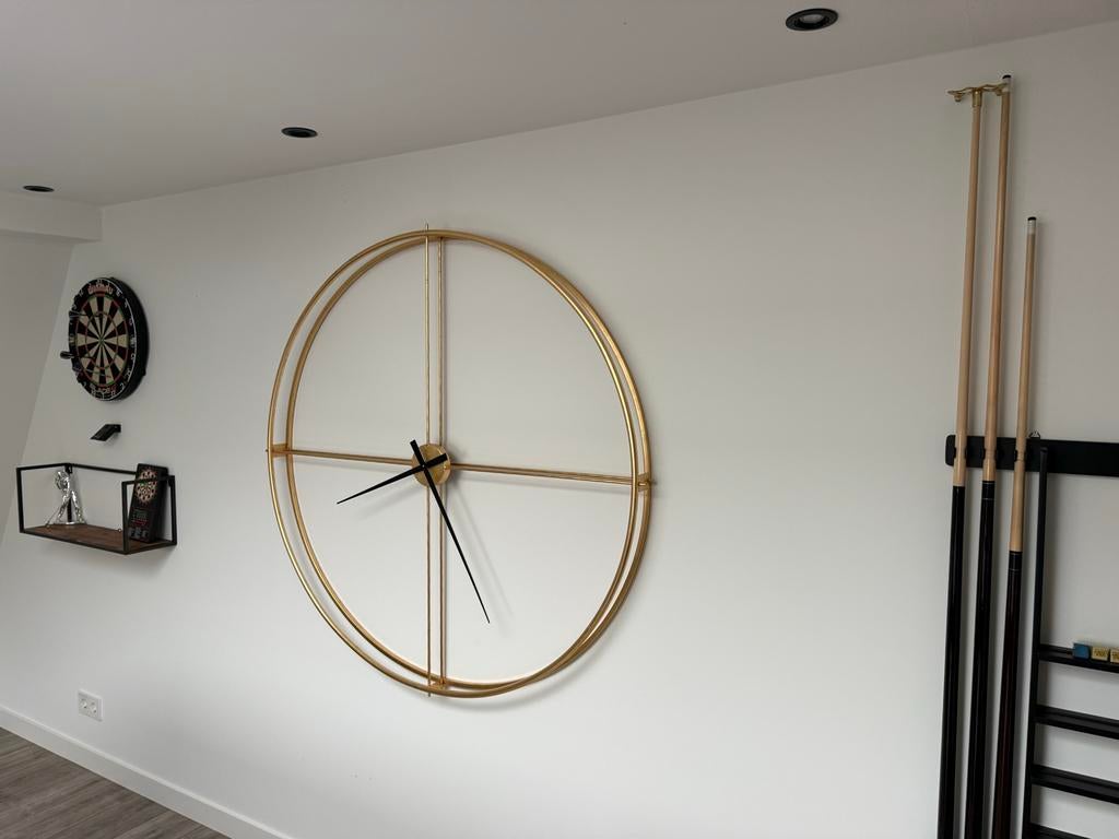 Grote gouden wandklok, Ophalen, Gebruikt, Analoog, Wandklok