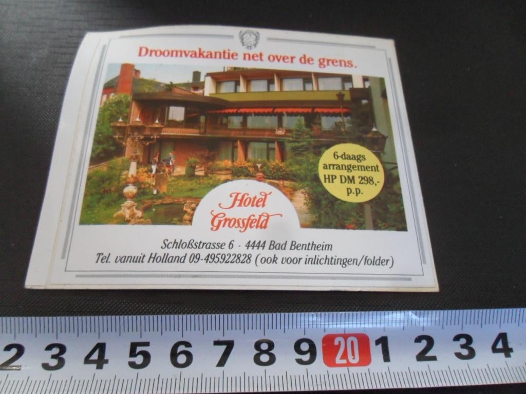 sticker Duitsland Bad Bentheim Hotel Grossfeld FQ153, Ophalen, Zo goed als nieuw