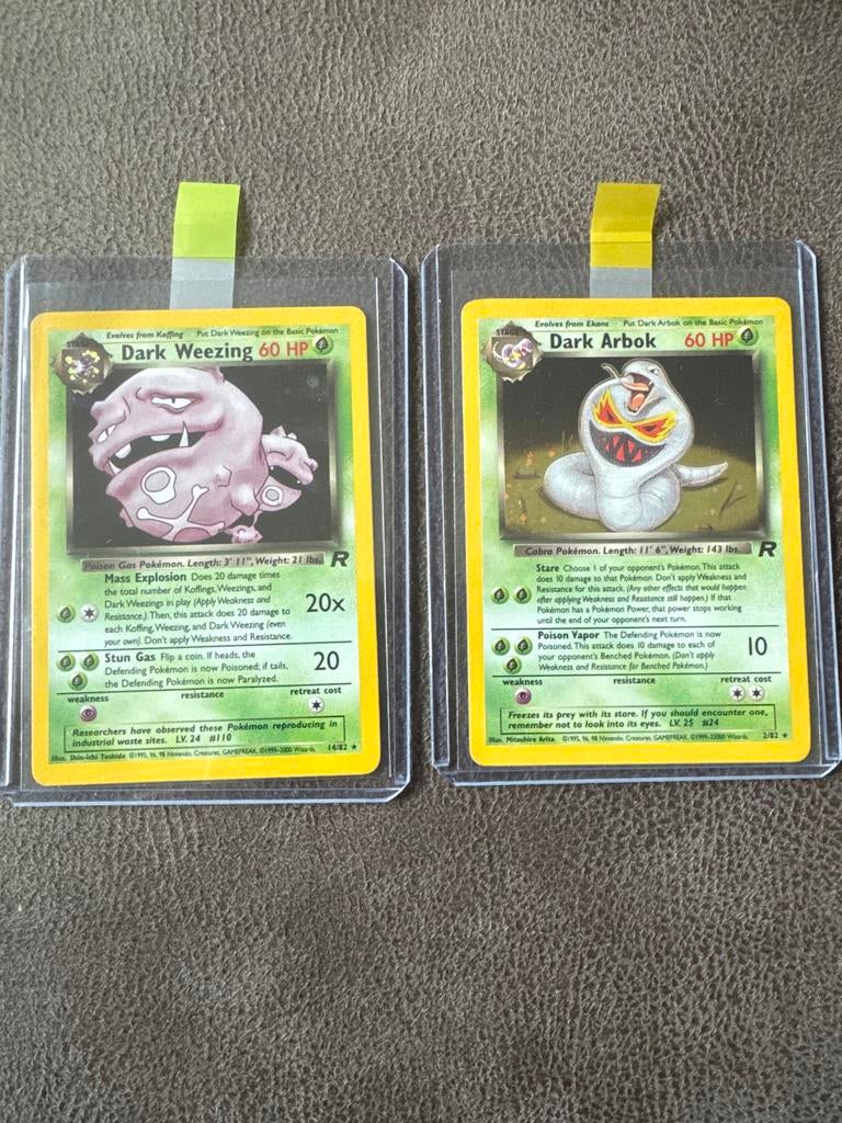 Dark Arbok & Dark Weezing Holo Team Rocket 14/82 & 2/82, Ophalen of Verzenden, Gebruikt, Meerdere kaarten, Foil