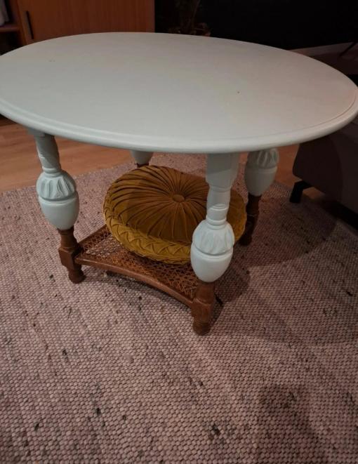 Salontafel blauw met webbing, Ophalen, 50 tot 100 cm, 50 tot 75 cm, Rond