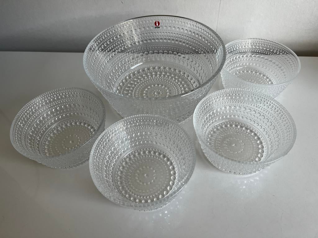 5 Iittala Kastehelmi Schalen Transparant Oiva Toikka, Huis en Inrichting, Keuken | Servies, Ophalen of Verzenden, Overige stijlen