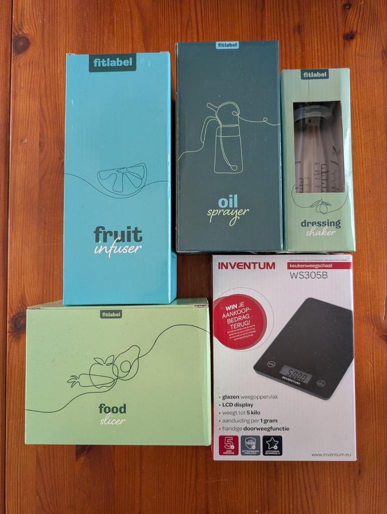 Fitlabel pakket: Weegschaal, Slicer, Infuser, Sprayer,, Overige typen, Ophalen of Verzenden, Nieuw, Overige merken